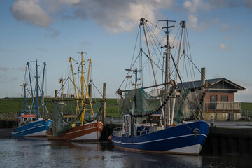 Fototapeta na wymiar Fishing boats in the harbor of Oberhever.