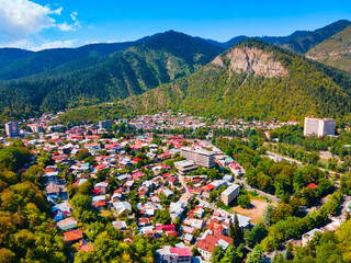 Borjomi town aerial panoramic view, Georgia