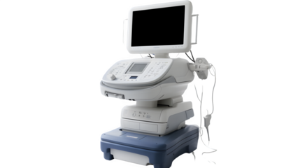 Medical Ultrasound Machine Isolated on White Background: PNG File for Healthcare Designs, Hand Edited Generative AI