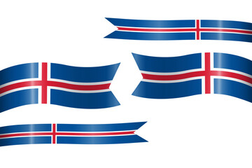 set of flag ribbon with colors of Iceland for independence day celebration decoration