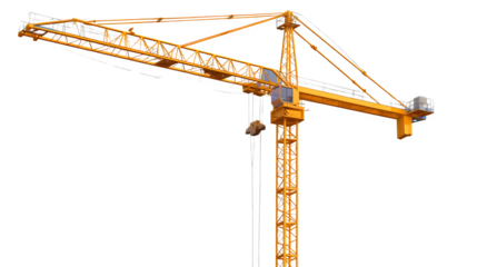 Construction Crane Placed on White Background: PNG File for Architectural Projects, Hand Edited Generative AI