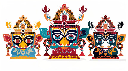 Fototapeta premium illustration of Ratha Yatra of Lord Jagannath, Balabhadra and Subhadra on Chariot