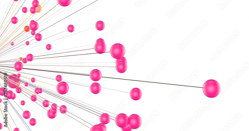 Poster Abstract polygonal space with connecting dots and lines. Dark background. Connection structure. 3d Widescreen