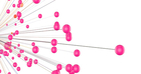 Abstract polygonal space with connecting dots and lines. Dark background. Connection structure. 3d Widescreen