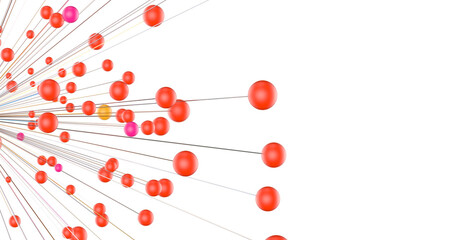 Abstract polygonal space with connecting dots and lines. Dark background. Connection structure. 3d Widescreen