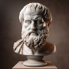 Obraz premium Aristotle bust sculpture, the Greek philosopher. Illustration of the sculpture of Aristotle. The Greek philosopher. Aristotle is a central figure in the history of Ancient Greek philosophy.