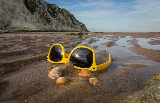 sunglasses on a sunny beach