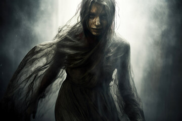 Mysterious Figure in Misty Atmosphere