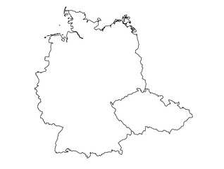 Contours of the map of Germany, Czech Republic