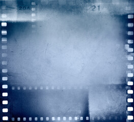 Film negatives blue background - 787482384