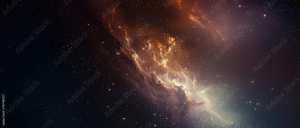 Wall mural majestic cosmic nebula with warm golden hues