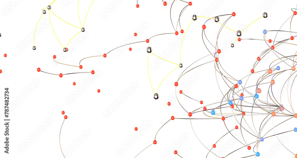Poster Connecting lines and dots.Big data visualization