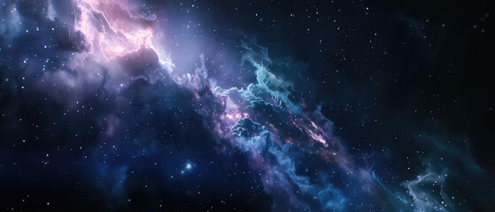 Ethereal blue and pink cosmic clouds