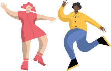 Two Person Dancing. Happy Couple. Young People Have Fun Together