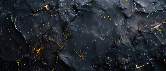 Black marble texture with golden veins - obrazy, fototapety, plakaty