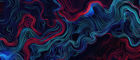 Obraz premium Abstract neon wave lines on dark background