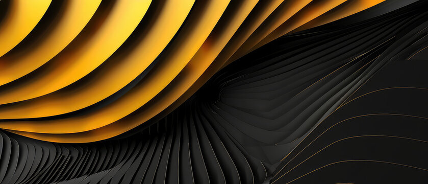 Abstract yellow and black spirals design
