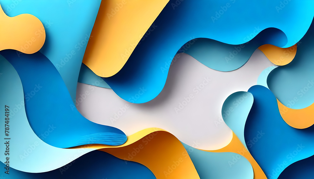 Wall mural 3d abstract background with paper cut shapes. vector design layout for business presentations, flyer