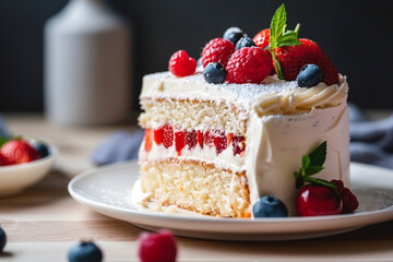 Delicious Berry Layer Cake on Table