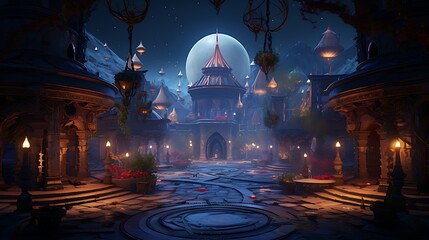 a virtual reality game set in a fantastical realm illuminated by "Ramadan Noor." 8k, --ar 169 --v 5.2 - Image #2 @NaveedZong