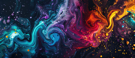 Swirling nebula of paint colors - obrazy, fototapety, plakaty