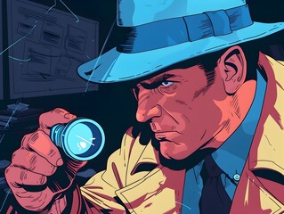 Seasoned Detective Scrutinizes Crime Scene for Critical Clues to Solve Perplexing Mystery