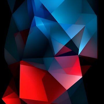  Uns&auml;gliche Worte, eine Welt der Illusionen. Dadismus, Surrealismus, Suprematismus, polygonale Strukturen. Abstrakter Hintergrund, rot, schwarz, blau 3.