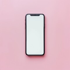 Iphone With Blank Screen on Pink Background