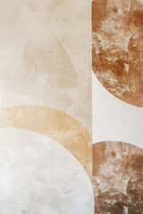 Abstract minimalist boho shapes in muted brown tones. Vertical poster, a painting for the wall.