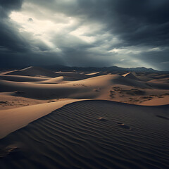 Dark and mysterious dune desert landscape background 