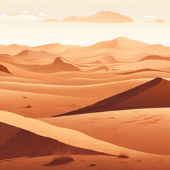 Fototapeta na wymiar Illustration of dune desert landscape 