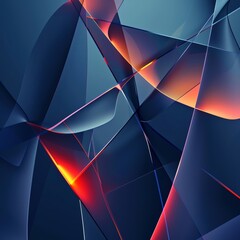 abstract iPhone wallpaper, simple shapes and lines, 3D, blue tones with accents of red or orange, geometric patterns, vector graphics