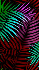 Abstract art tropical leaves background. Wallpaper design with art texture from palm leaves, Jungle leaves, exotic botanical floral pattern