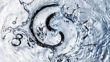 Water splash with yin and yang symbol. Abstract background. - obrazy, fototapety, plakaty
