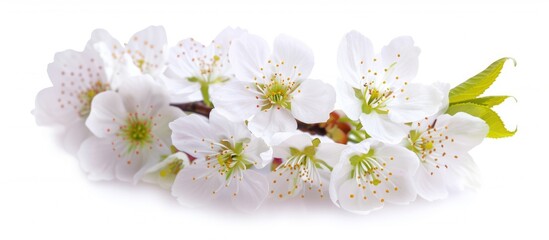 Cherry blossom flowers on a white background.