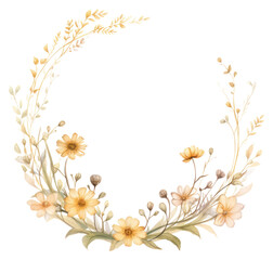 PNG Wildflowers circle border pattern wreath plant.