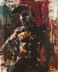 abstract of a painting of a gladiator, war, god, statue, painting, color, texture, grunge, colorful, drawing, design, yellow, paper, pattern, oil, palette, wallpaper, artwork, flag, abstract, red