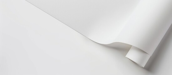 Blank white sheet of paper with a rounded corner, placed on a white background, seen from above.