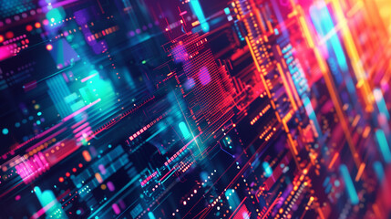 abstract background with glowing lights data AI cyber