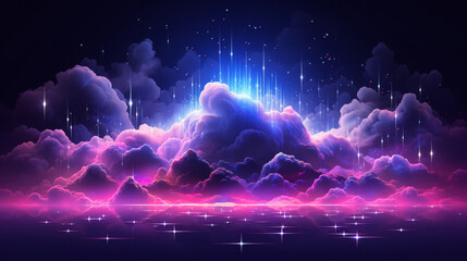 Colorful sky with a purple and blue cloud