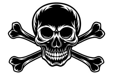 Silhouette of skull and bones on white background