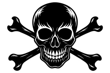 Silhouette of skull and bones on white background