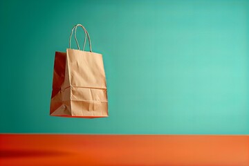 Paper bag mockup on vibrant background