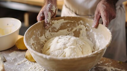 Fototapeta premium Bread molding, dough molder baker