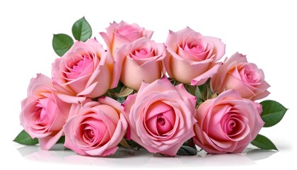 Isolated Pink Roses on White Background