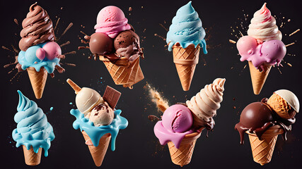 Delicious ice cream explosion, cut out - obrazy, fototapety, plakaty