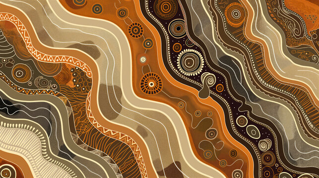Aboriginal x-ray style abstract background in earth tones