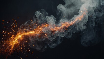 Fire particles sparks on background. Smoke fog misty texture. - obrazy, fototapety, plakaty