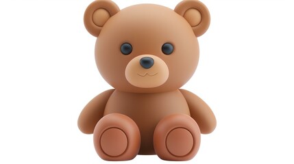 This is a 3D rendering of a cute and cuddly teddy bear. The bear is brown and has a friendly expression on its face.