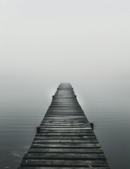 Naklejka premium Long Dock Extending Into Aquatic Environment